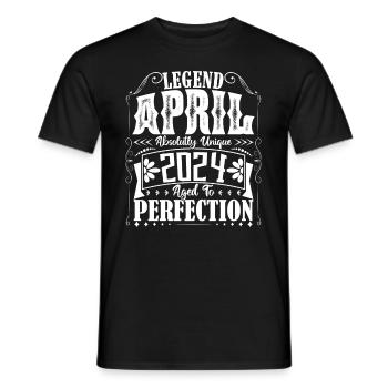 Avril 2024. Anniversaire avril 2024. Cadeau 2024. - T-shirt homme - noir - Devant - AI Model Male 178 light (178cm)
