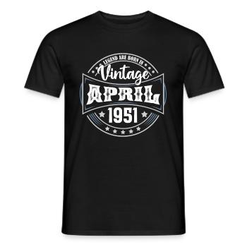 April 1951. Geburtstagsgeschenk April 1951 April - Männer T-Shirt - Schwarz - Vorne - AI Model Male 178 light (178cm)