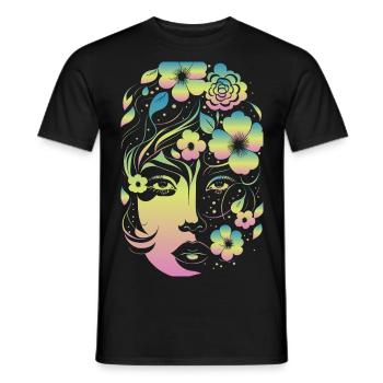 flower woman color - T-shirt homme - noir - Devant - AI Model Male 178 light (178cm)