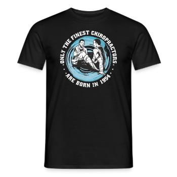 Physiotherapy born 1954 - Men's T-Shirt - black - Front - AI Model Male 178 light (178cm)