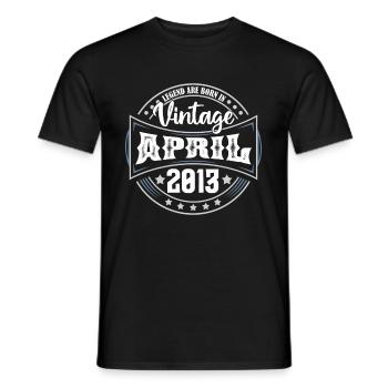 2013 Avril. Cadeau d'anniversaire avril 2013 April - T-shirt homme - noir - Devant - AI Model Male 178 light (178cm)