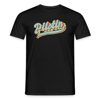 Flugzeug Vintage Pilotin - Männer T-Shirt - Schwarz - Vorne - AI Model Male 178 light (178cm)