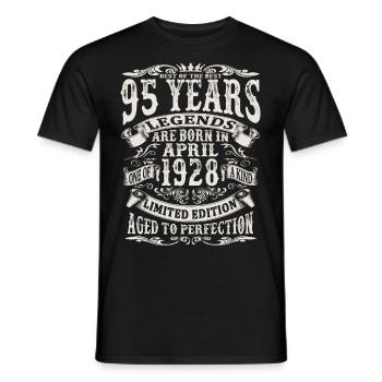 April 1928 - 95 years old - 95th birthday - Men's T-Shirt - black - Front - AI Model Male 178 light (178cm)