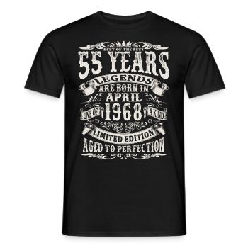 April 1968 - 55 Jahre alt - 55. Geburtstag - Männer T-Shirt - Schwarz - Vorne - AI Model Male 178 light (178cm)