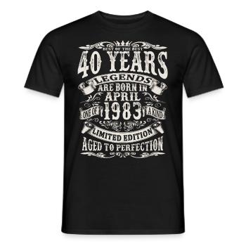 April 1983 - 40 years old - 40th birthday - Men's T-Shirt - black - Front - AI Model Male 178 light (178cm)