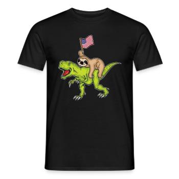 Dinosaurier Geschenk 4th Of July Faultier USA - Männer T-Shirt - Schwarz - Vorne - AI Model Male 178 light (178cm)