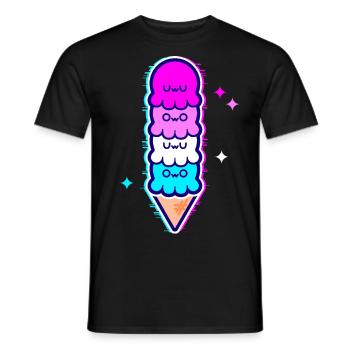UwU | Octopus ice cream with femboy flag glitter - Men's T-Shirt - black - Front - AI Model Male 178 light (178cm)