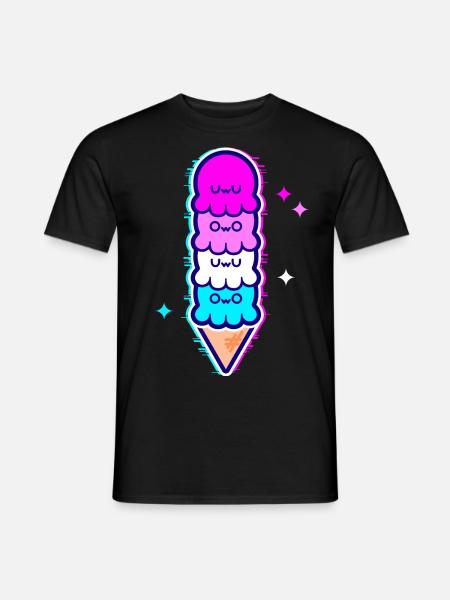 UwU Octopus ijs met femboy vlag glitter - Heren T-shirt - zwart