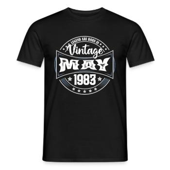 1983 May. Birthday gift May 1983. May - Men's T-Shirt - black - Front - AI Model Male 178 light (178cm)