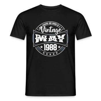 Mai 1988. Geburtstagsgeschenk Mai 1988. Mai - Männer T-Shirt - Schwarz - Vorne - AI Model Male 178 light (178cm)