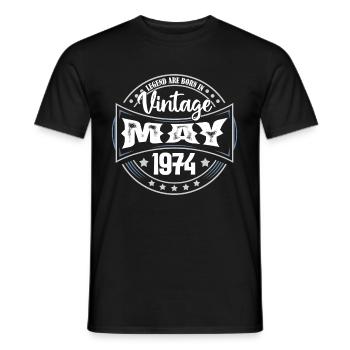 1974 May. Birthday gift May 1974. May - Men's T-Shirt - black - Front - AI Model Male 178 light (178cm)