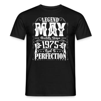 Mai 1975. Anniversaire mai 1975. Cadeau may 1975. - T-shirt homme - noir - Devant - AI Model Male 178 light (178cm)
