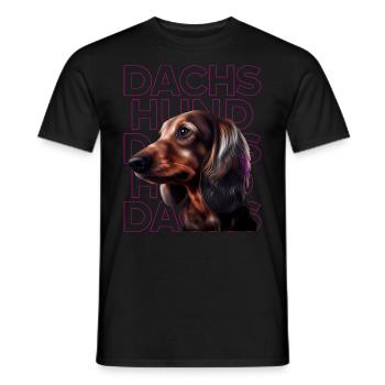 Rauhaardackel Dachshund Hund Hunde Welpe Dackel - Männer T-Shirt - Schwarz - Vorne - AI Model Male 178 light (178cm)