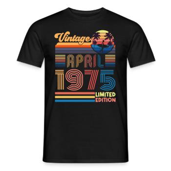 Geburtstag April 1975 April. April 1975 Geschenk. - Männer T-Shirt - Schwarz - Vorne - AI Model Male 178 light (178cm)
