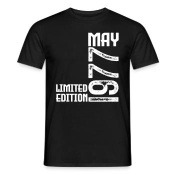 Gift May 1977. Anniversary May 1977. May 1977. - Men's T-Shirt - black - Front - AI Model Male 178 light (178cm)