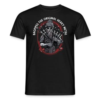 Cornemuses écossaises sonorisées - T-shirt homme - noir - Devant - AI Model Male 178 light (178cm)