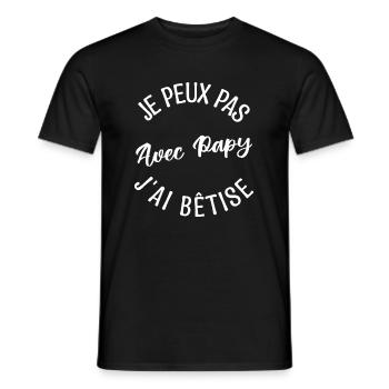 Cadeau Papy, Cadeau grand-père. papi de l'année. - T-shirt homme - noir - Devant - AI Model Male 178 light (178cm)
