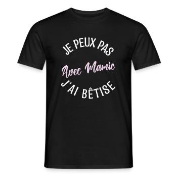 Cadeau mamie. Cadeau grand-mère. mamie de l'année. - T-shirt homme - noir - Devant - AI Model Male 178 light (178cm)