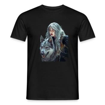 Strong Woman Wolf - Männer T-Shirt - Schwarz - Vorne - AI Model Male 178 light (178cm)