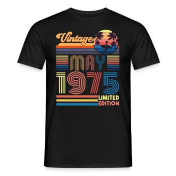 Geboren Mai 1975 Geburtstagsgeschenk Mai 1975, MAI, Mai - Männer T-Shirt - Schwarz - Vorne - AI Model Male 178 light (178cm)