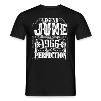 June 1966. Birthday June 1966 Gift June 1966 - Men's T-Shirt - black - Front - AI Model Male 178 light (178cm)