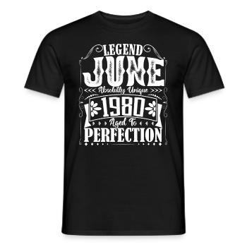 June 1980. Birthday June 1980 Gift June 1980 - Men's T-Shirt - black - Front - AI Model Male 178 light (178cm)