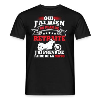 Plan de retraite faire de la moto - T-shirt homme - noir - Devant - AI Model Male 178 light (178cm)