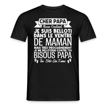 Cadeau annonce grossesse papa. cadeau futur papa. - T-shirt homme - noir - Devant - AI Model Male 178 light (178cm)