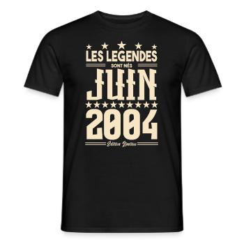 cadeau d'anniversaire juin 2004. Cadeau Juin 2004. - T-shirt homme - noir - Devant - AI Model Male 178 light (178cm)