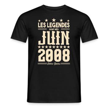 cadeau d'anniversaire juin 2008. Cadeau Juin 2008. - T-shirt homme - noir - Devant - AI Model Male 178 light (178cm)