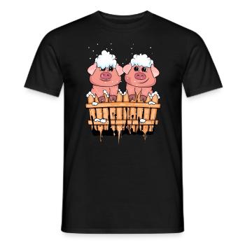 Christmas Pigs Gift Child Winter Pig - Men's T-Shirt - black - Front - AI Model Male 178 light (178cm)