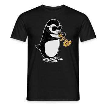 Pinguin Trompete Geschenk Kinder Big Band Musik - Männer T-Shirt - Schwarz - Vorne - AI Model Male 178 light (178cm)