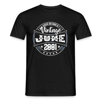 Juin 2001. Cadeau d'anniversaire juin 2001. June." - T-shirt homme - noir - Devant - AI Model Male 178 light (178cm)