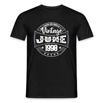 Juin 1990. Cadeau d'anniversaire juin 1990. June. - T-shirt homme - noir - Devant - AI Model Male 178 light (178cm)