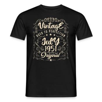 Jahrgang Geboren im Juli 1951 Jubiläum Juli - Männer T-Shirt - Schwarz - Vorne - AI Model Male 178 light (178cm)