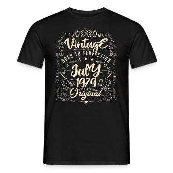 Vintage Né(e) en juillet 1979 anniversaire Juillet - T-shirt homme - noir - Devant - AI Model Male 178 light (178cm)
