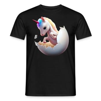 Einhorn aus dem Ei - Männer T-Shirt - Schwarz - Vorne - AI Model Male 178 light (178cm)