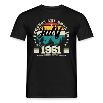 July 1961. Birthday gift July 1961. - Men's T-Shirt - black - Front - AI Model Male 178 light (178cm)
