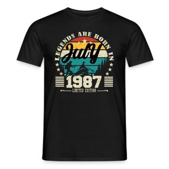 Juli 1987. Geburtstagsgeschenk Juli 1987. - Männer T-Shirt - Schwarz - Vorne - AI Model Male 178 light (178cm)
