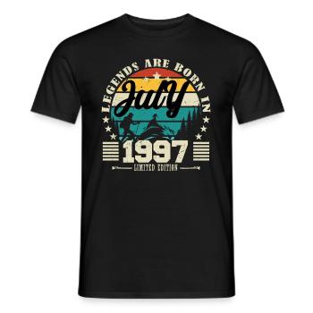 July 1997. Birthday gift July 1997. - Men's T-Shirt - black - Front - AI Model Male 178 light (178cm)
