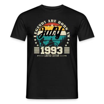 Juli 1993. Geburtstagsgeschenk Juli 1993. - Männer T-Shirt - Schwarz - Vorne - AI Model Male 178 light (178cm)