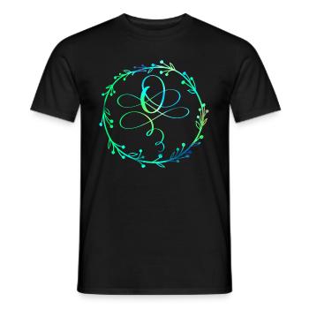 Monogramme, Lettre O, Ornement de calligraphie - T-shirt homme - noir - Devant - AI Model Male 178 light (178cm)