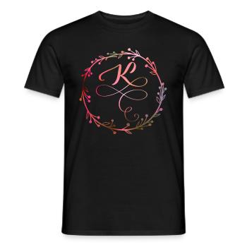 Monogramme, Lettre K, Ornement de calligraphie - T-shirt homme - noir - Devant - AI Model Male 178 light (178cm)
