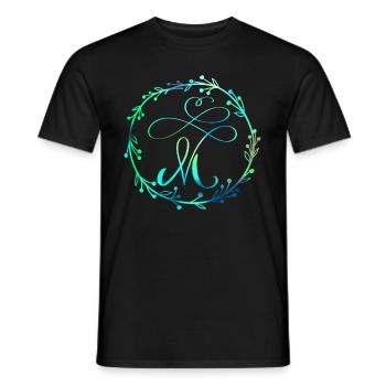 Monogramm, Buchstabe M, Kalligrafie Ornament - Männer T-Shirt - Schwarz - Vorne - AI Model Male 178 light (178cm)