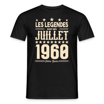 cadeau d'anniversaire Juillet 1960. Cadeau juillet - T-shirt homme - noir - Devant - AI Model Male 178 light (178cm)