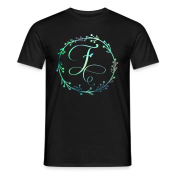 Monogramm, Buchstabe F, Kalligrafie Ornament - Männer T-Shirt - Schwarz - Vorne - AI Model Male 178 light (178cm)
