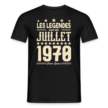 cadeau d'anniversaire Juillet 1970. Cadeau juillet - T-shirt homme - noir - Devant - AI Model Male 178 light (178cm)