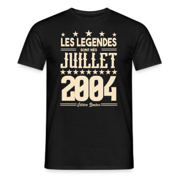 cadeau d'anniversaire Juillet 2004. Cadeau juillet - T-shirt homme - noir - Devant - AI Model Male 178 light (178cm)