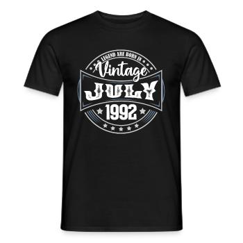 1992 July. Birthday present July 1992. - Men's T-Shirt - black - Front - AI Model Male 178 light (178cm)