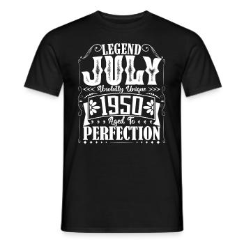 July 1950. Birthday gift July 1950. - Men's T-Shirt - black - Front - AI Model Male 178 light (178cm)